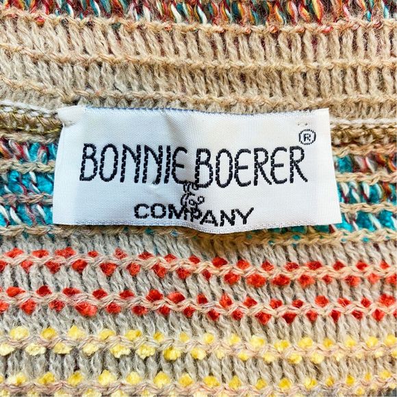 Vintage 80’s Bonnie Boerer & Company Tribal Print Boatneck Sweater - Picture 5 of 5